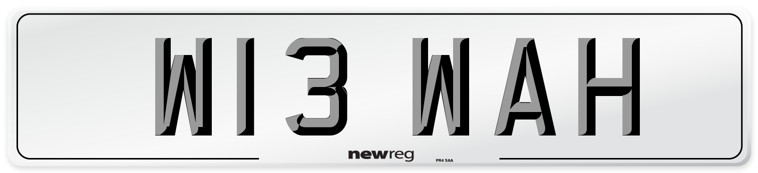 W13 WAH Number Plate from New Reg